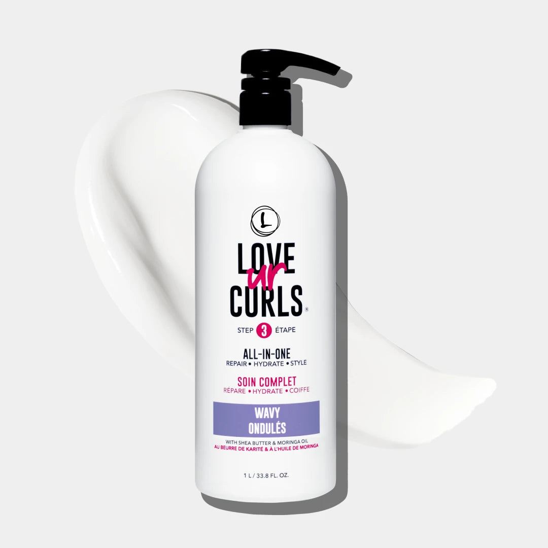 Love ur Curls hair care product bottle on a white background