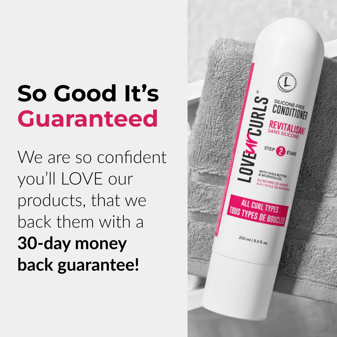 Love Ur Curls conditioner bottle with promotional text on a white background