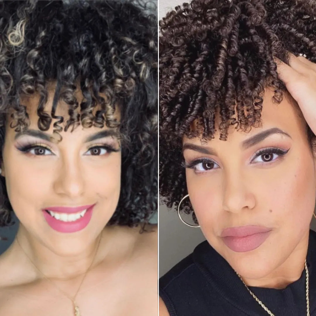 Two women with styled hair side by side.