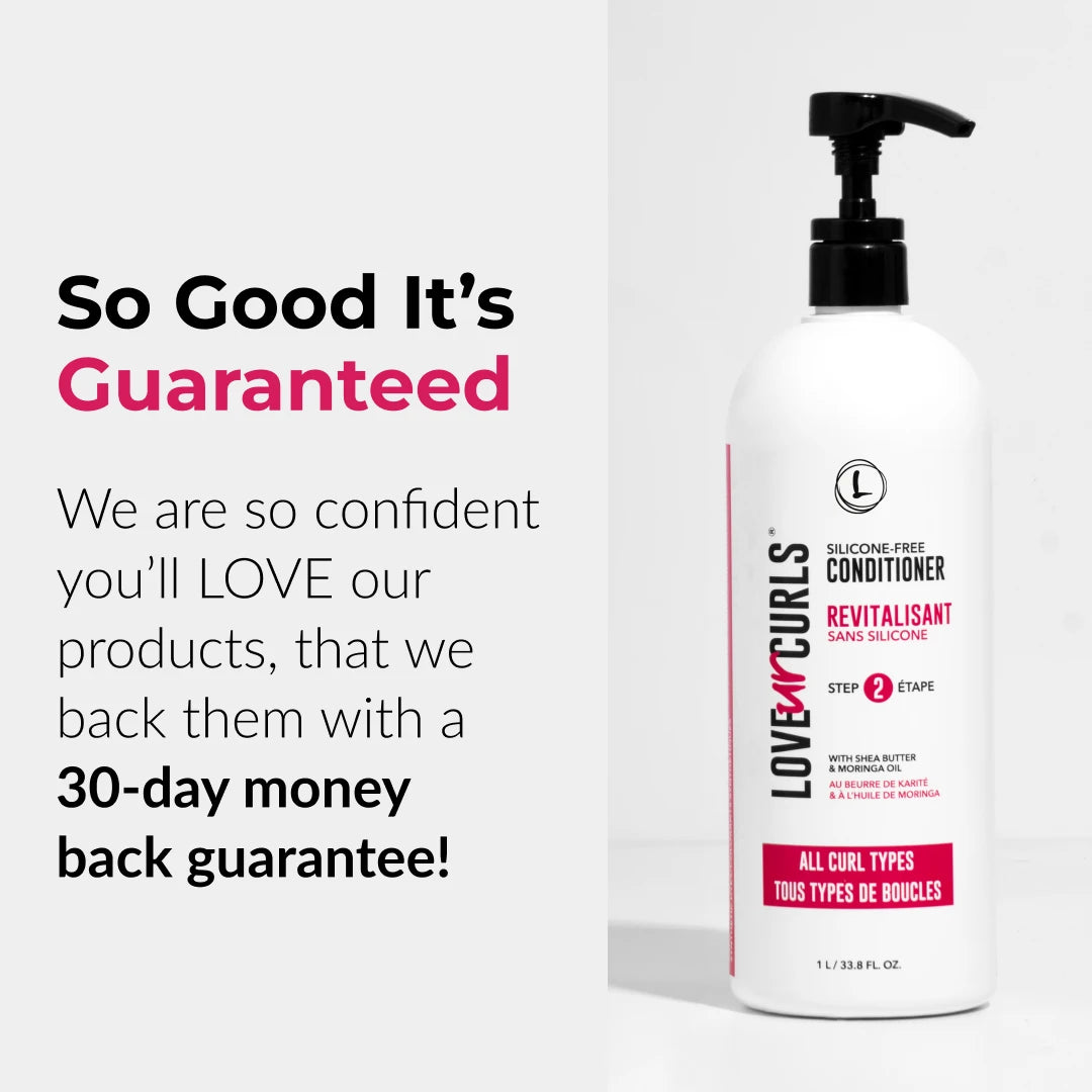 Love Ur Curls conditioner bottle with promotional text on a white background