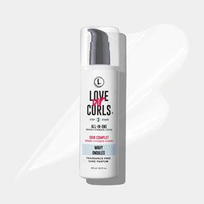 Bottle of Love Ur Curls hair product on a white background