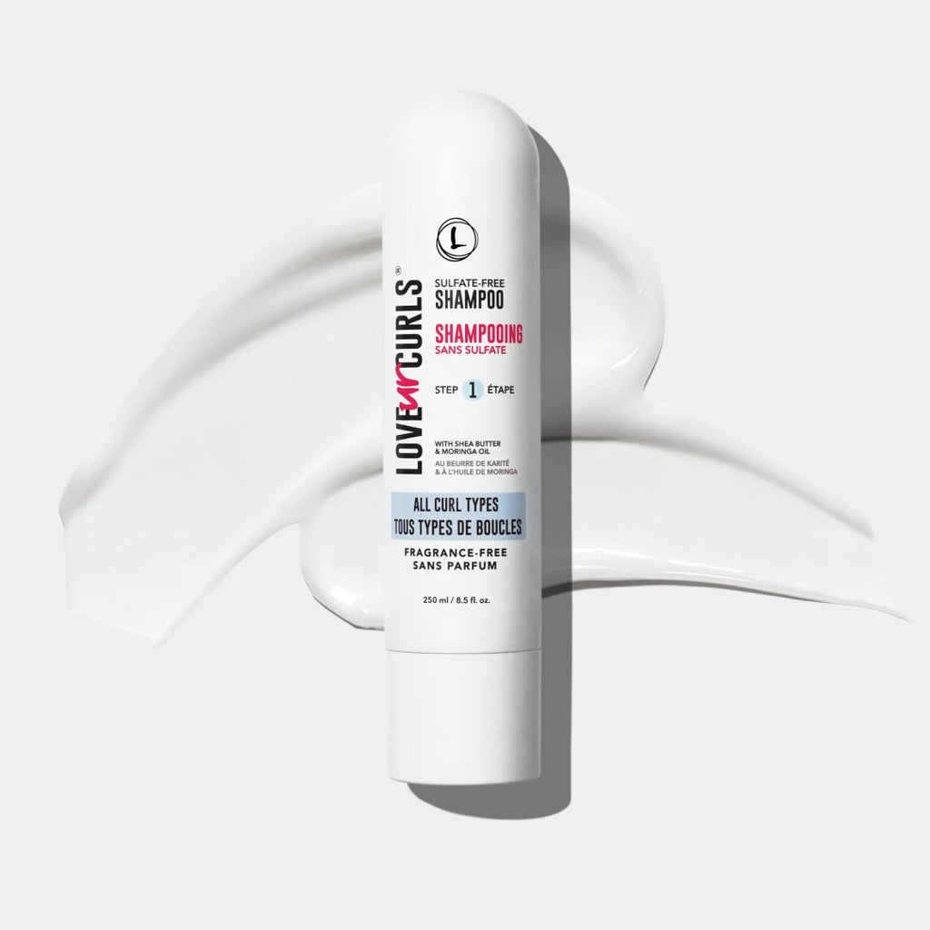 Love 4 Curls shampoo bottle on a white background