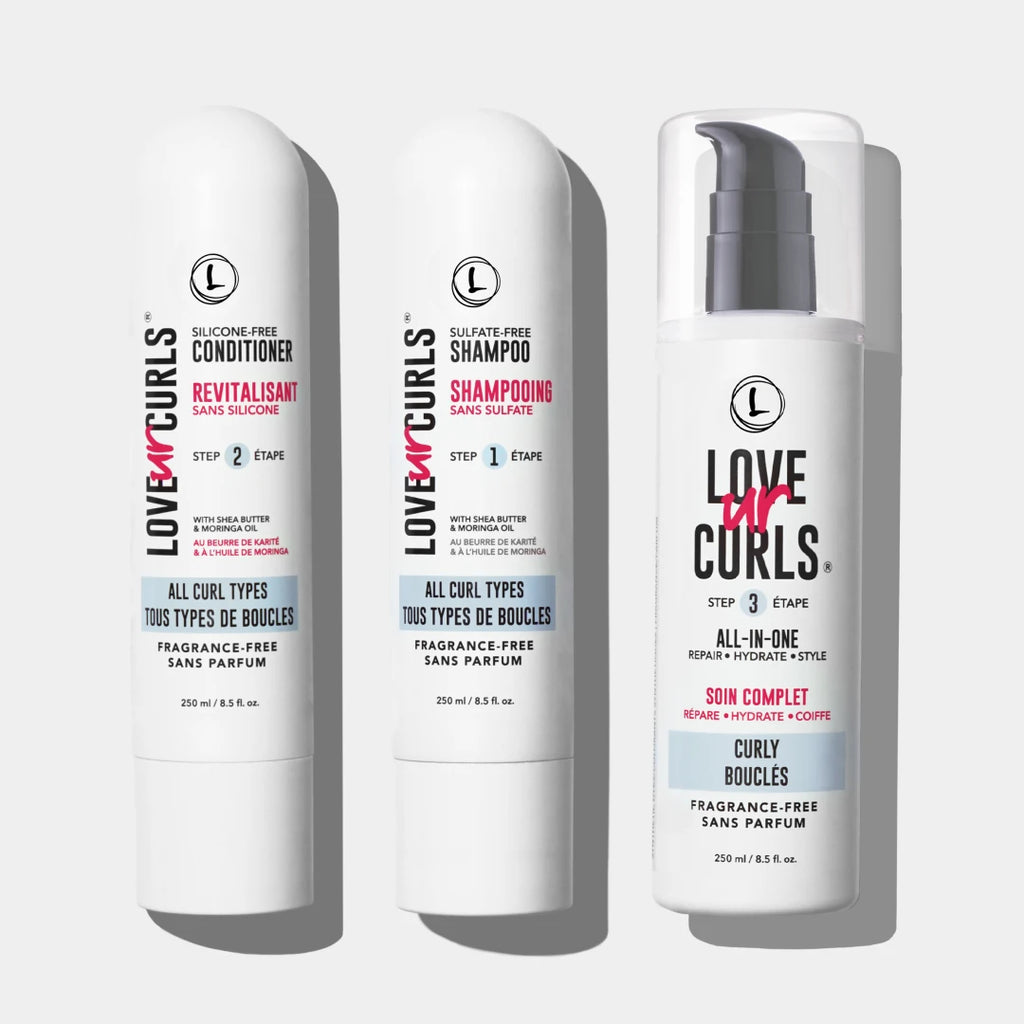 curly 3 step fragrance free love ur curls conditioner shampoo and styler