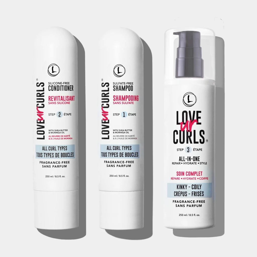fragrance free 3 step system with the conditioner shampoo and the styler