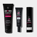 Three 'Love Ur Curls' hair care products on a white background