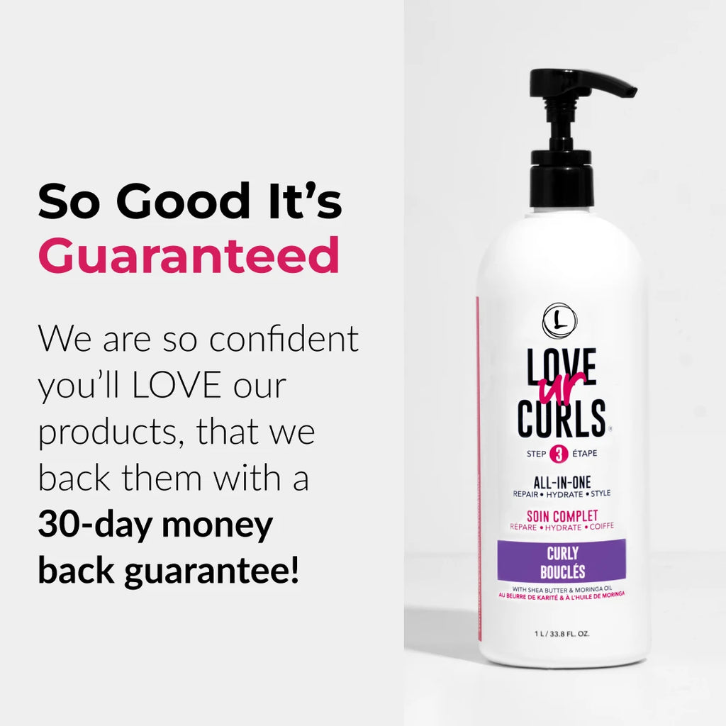 Love ur Curls hair care product with promotional text on a white background