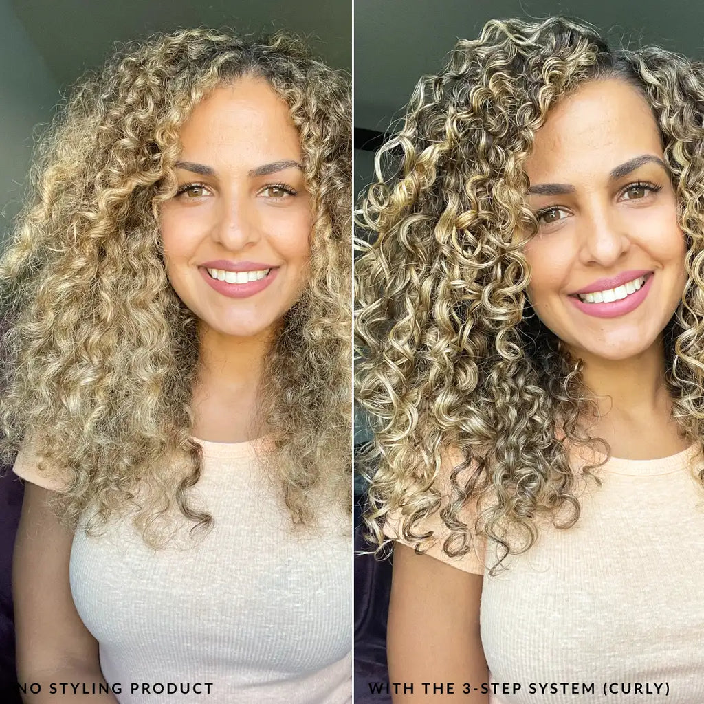 curly 3 step fragrance free love ur curls conditioner shampoo and styler model with and without styler for curly hair