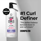 Bottle of Love ur Curls curl definer with text on a gray background