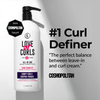 Love ur Curls curl definer bottle with text on a gray background