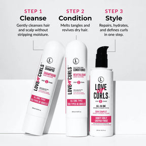 3 step system kinky coily cleanse shampoo conditioner and the kinky coily styler