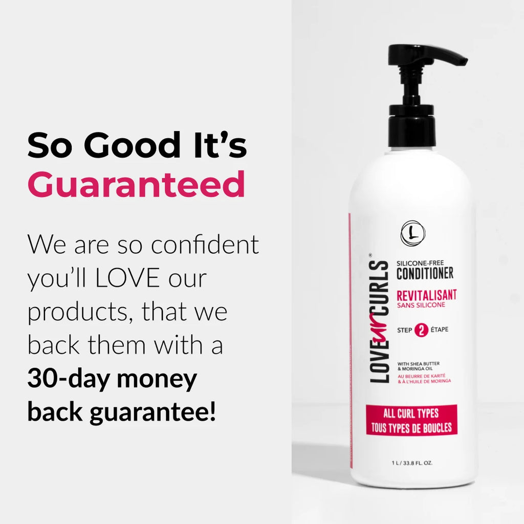 Love Ur Curls conditioner bottle with promotional text on a white background