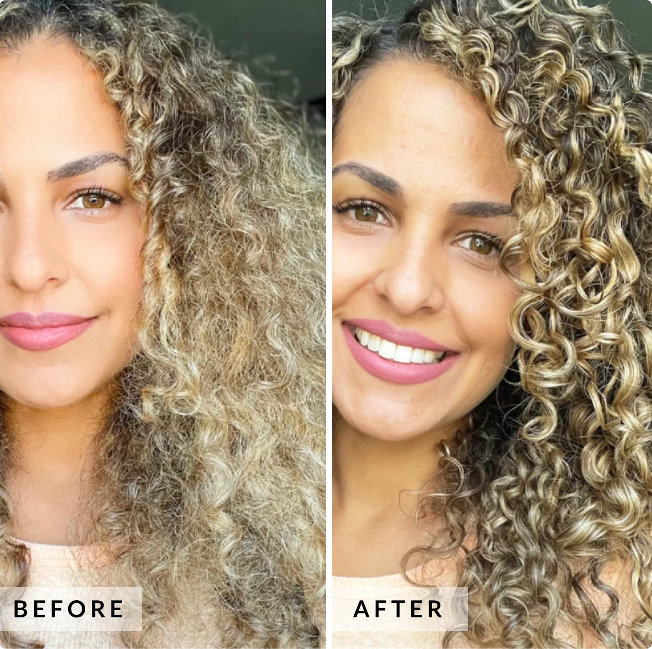 before and after of using love ur curls products best hair care products for curls