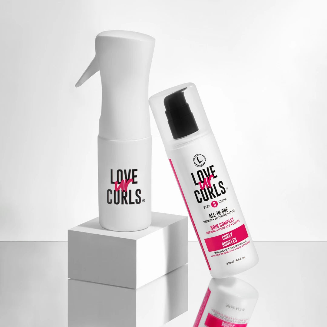 infinity spray bottle with all in one love ur curls styler