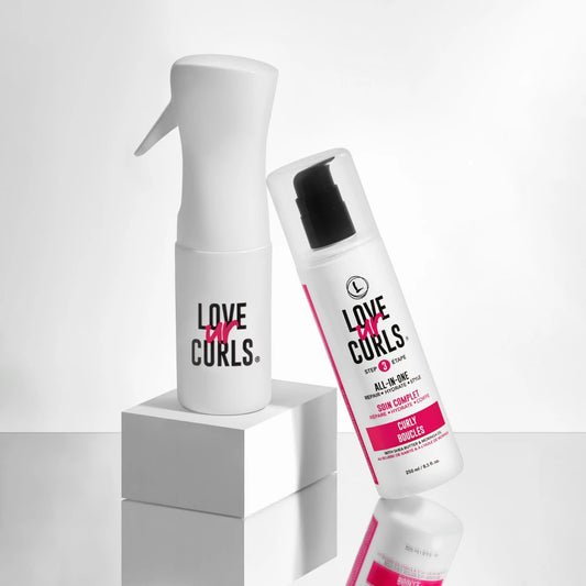 infinity spray bottle with all in one love ur curls styler