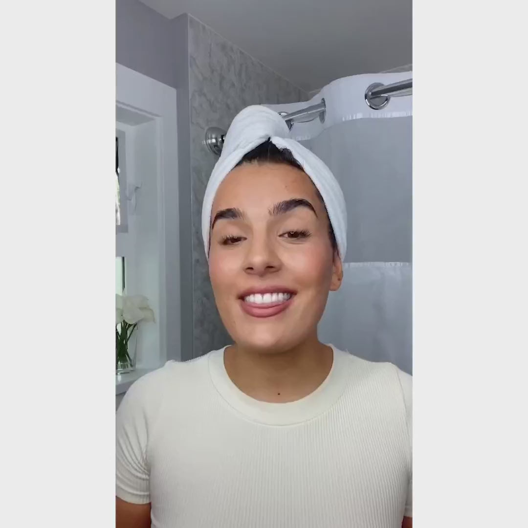 video of model explaining the application of the product 3 step curly fragrance free styler